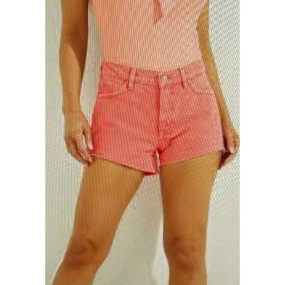 Guess Womens Pink Denim Shorts Size 25 Frayed Hem Unique Dye Wash - Picture 1 of 16